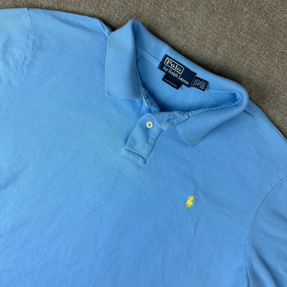 Polo Ralph Lauren Golf Shirt Mens 2XL Blue Cotton Custom Fit Pony Logo Tennis
